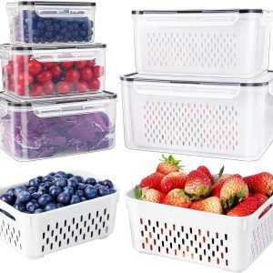 5-piece fruit storage containers with removable colanders